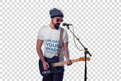 transparent t-shirt mockup featuring a bearded rockstar 4985-el1