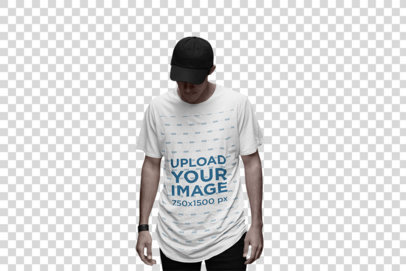 Transparent T-Shirt Mockup of a Cool Man Posing in a Dark Alley 2357-el1
