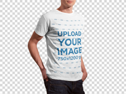 Transparent Mockup of a Man Wearing a T-Shirt Next to a Lagoon 2983-el1