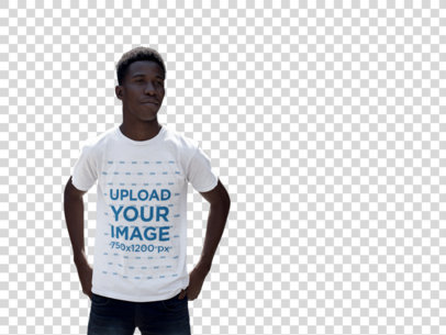 Transparent Mockup of a Young Man Wearing a Round Neck Tshirt While At The Fronton Court