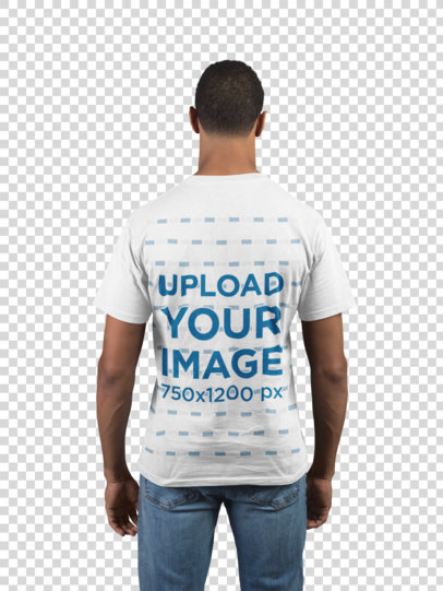 Transparent Back Shot T-Shirt Mockup of a Man Wearing Jeans