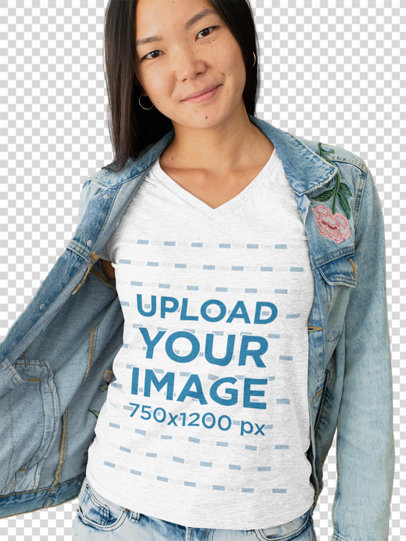 Transparent Heather T-Shirt Mockup of a Young Woman 