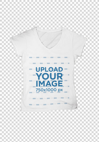 Transparent Mockup of a Flat Laid Deep V-Neck T-Shirt m354