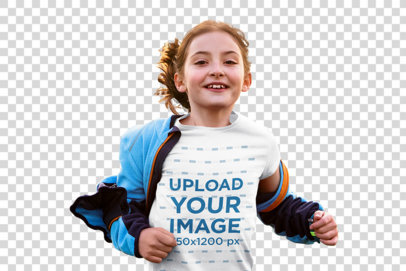 Transparent T-Shirt Mockup of a Girl Running with Other People 39283-r-el2
