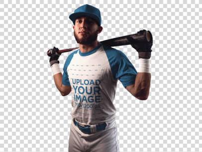 Transparent Baseball Jersey Mockup of a Batter in the Dugout a16344