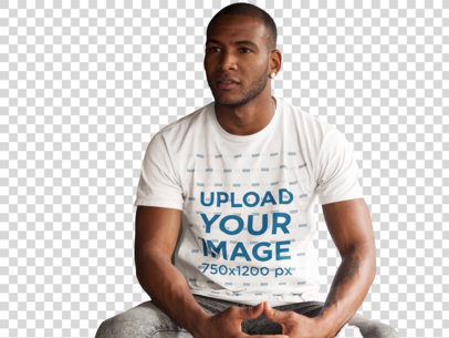 Transparent T-Shirt Mockup of a Man With Short Hair and an Earring 9369f