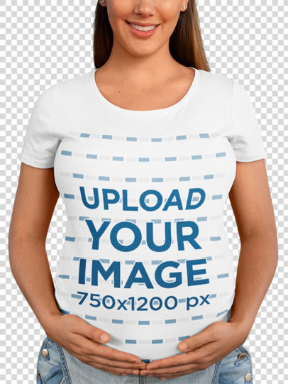 Transparent T-Shirt Mockup of a Pregnant Lady at a Garden