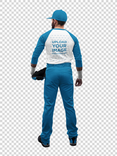 Transparent Back-View Jersey Mockup of a Baseball Player in His Uniform a15991