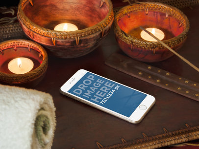Mockup of an iPhone 6 at a Spa