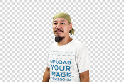 Transparent T-Shirt Mockup Featuring a Worker With a Goattee and a Headband 39461-r-el2