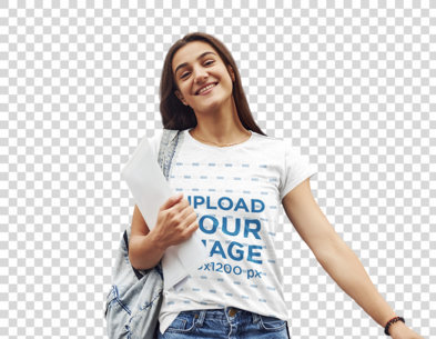 Transparent T-Shirt Mockup of a Happy Female Student 46546-r-el2