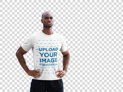 transparent activewear t-shirt mockup of a fit man with his hands on his hips 38678-r-el2