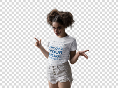Transparent Tshirt Mockup of a Woman with Pigtails and Halloween Clown Makeup