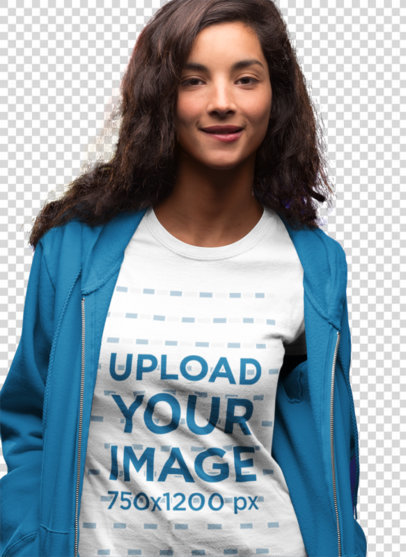 Transparent Tee Mockup Featuring a Woman With Long Hair 18594