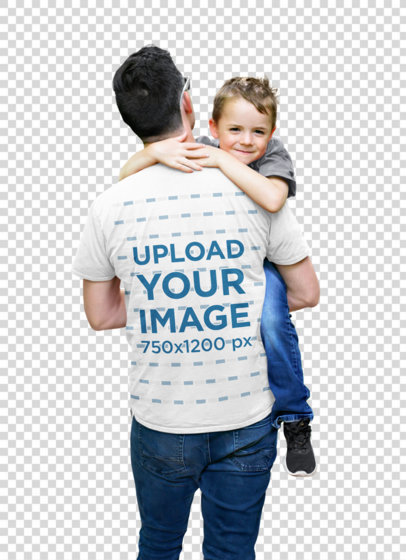 Transparent T-shirt Mockup of a Man Carrying His Kid 45643-r-el2