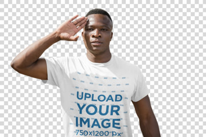 Transparent T-Shirt Mockup Featuring a Recruit at a Training Camp