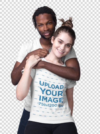 Transparent T-Shirt Mockup Featuring a Woman With Her Boyfriend 19950