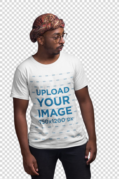 Transparent T-Shirt Mockup of a Man with a Turban 21053
