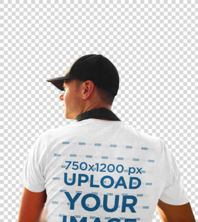Transparent Back-View T-Shirt Mockup of a Man in a Canoe