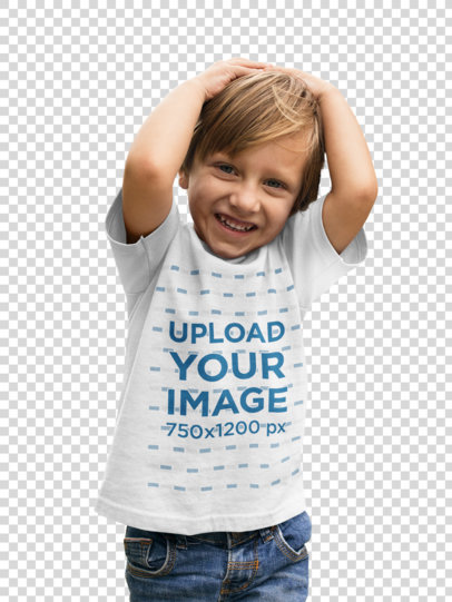 Transparent Boy Wearing a T-Shirt Mockup While at a Park with Ducks