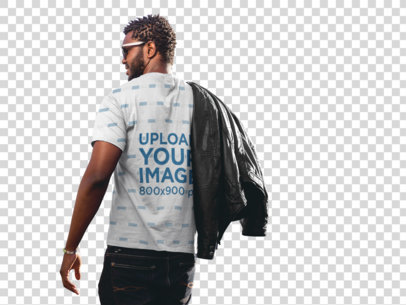 Transparent Man Wearing a Sublimated Heathered T-Shirt Mockup