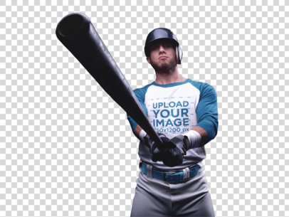 Transparent Mockup of a Baseball Uniform Designer - Player Showing the Bat a15993