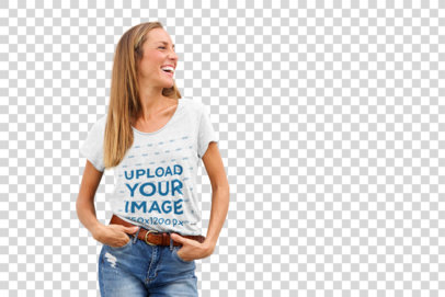 Transparent Heathered T-Shirt Mockup Featuring a Woman Laughing 40201-r-el2