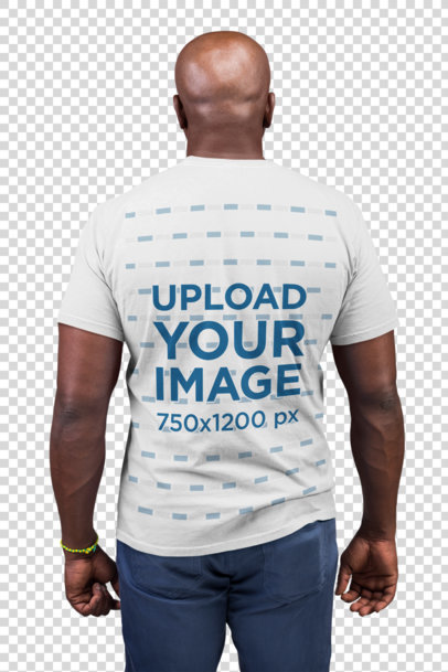 Transparent Back Shot Tshirt Mockup Featuring a Bald Man 21478