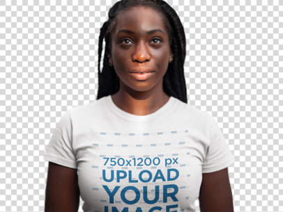 Transparent T-Shirt Mockup Featuring a Serious Woman With Locs a15942