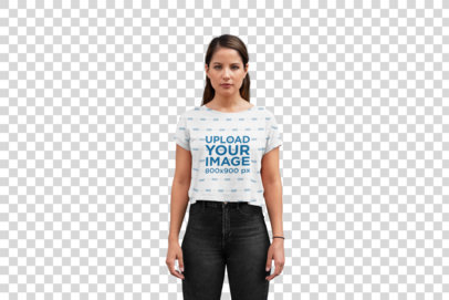 Transparent Mockup of a Young Woman Wearing a Sublimated Crop Top