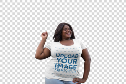 Transparent Plus-Size T-Shirt Mockup of a Happy Woman Posing 18300
