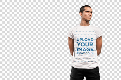 Transparent T-Shirt Mockup Featuring a Serious Man Posing