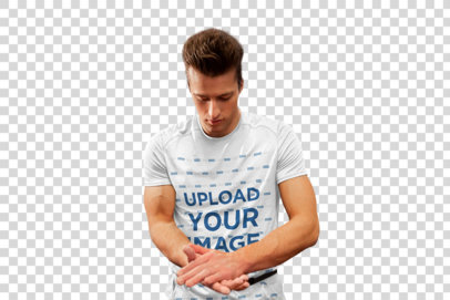 Transparent Mockup of a Climber Wearing a T-Shirt 39324-r-el2