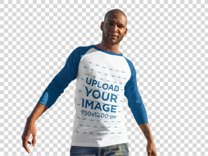 Transparent Mockup of a Tall Man Wearing a Raglan T-Shirt a12548a