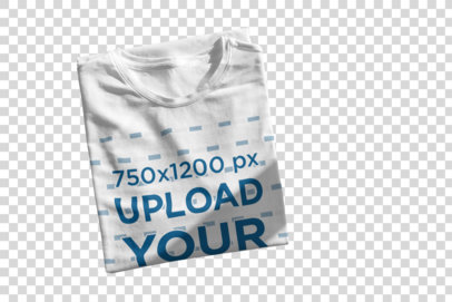 Transparent Mockup of a Folded T-Shirt Placed on a Wooden Floor 