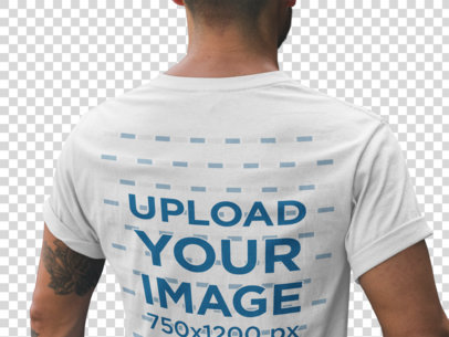 Transparent Back of a Tattooed Man Wearing a Tshirt Mockup 