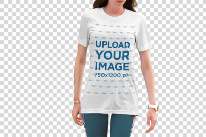 Transparent T-Shirt Mockup of a Woman with Nature in the Background