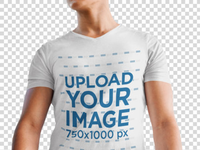 Transparent Mockup of a Young Man Wearing a T-Shirt