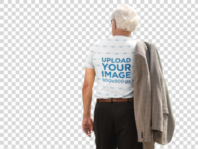 Transparent Mockup of the Back of an Elder Man Wearing a Sublimated Tee a10932b