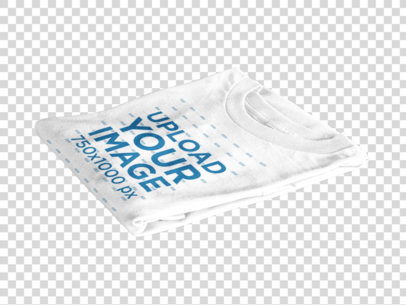 Transparent Folded T-Shirt Mockup Lying Over a Wooden Table