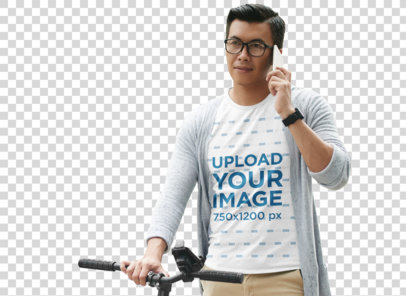 Transparent T-Shirt Mockup Featuring a Man on his Bike 40121-r-el2