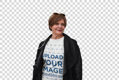 Transparent T-Shirt Mockup of a Happy Woman with Short Hair