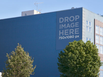 Billboard Mockup on a Blue Building