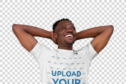 Transparent T-Shirt Mockup of a Happy Man Relaxing