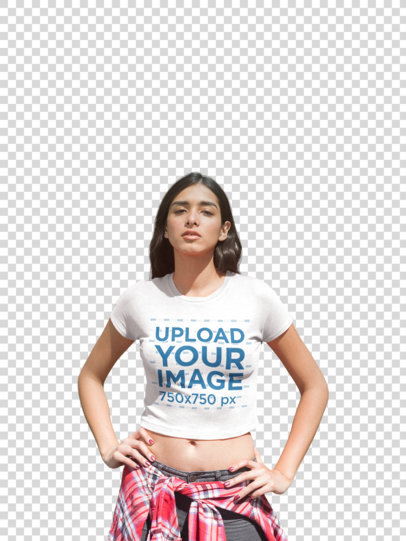 Transparent Mockup of a Confident Woman Wearing a Crop Top a19530