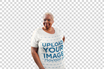 Transparent Mockup of a Woman With Short Hair Wearing a Plus Size T-Shirt 22562