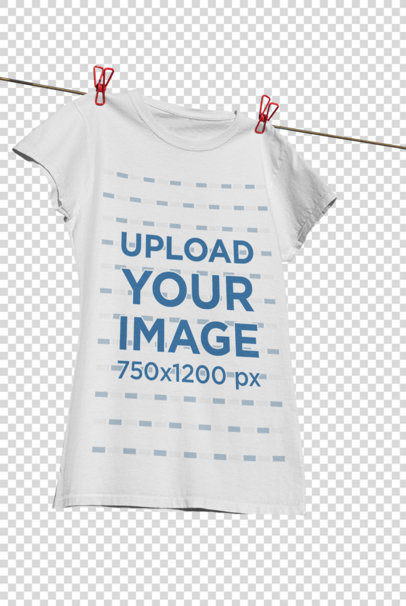 Transparent Mockup of a Woman's T-Shirt Hanging on a Line