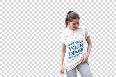 Transparent Mockup of a Smiling Woman Wearing a Unisex Tshirt