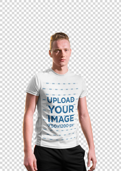 Transparent Mockup of a Serious-Looking Man Wearing a Round-Neck Tee 34409-r-el2