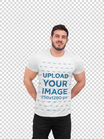 Transparent T-Shirt Mockup of a Trendy Muscled Man